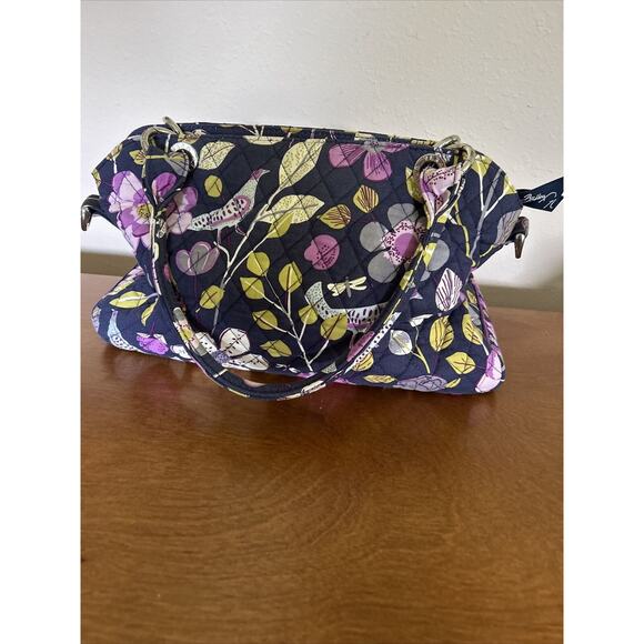 Vera Bradly Purple Yellow Cotton Handle Floral Quilted Purse. Zip Closure. - Picture 1 of 11